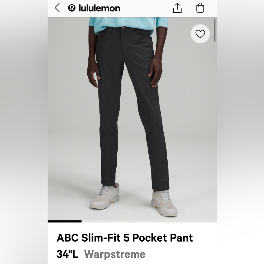 Lululemon black pants ABC Slim-Fit  32"L 32W Wrampstream